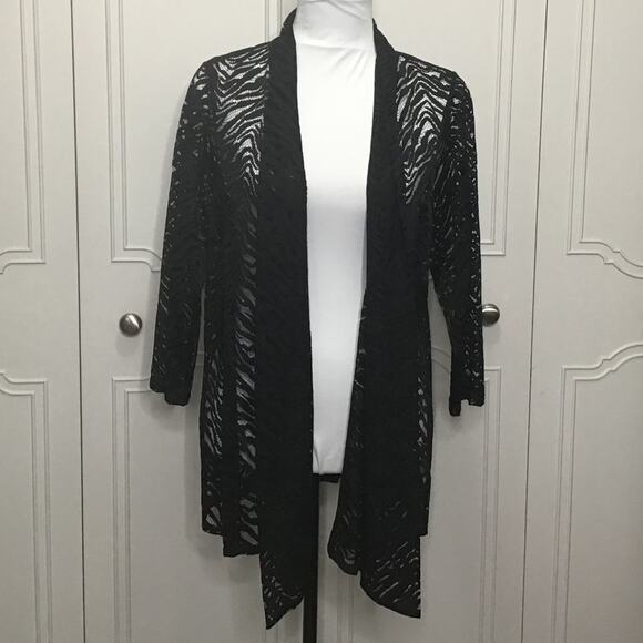 Susan Graver Tops - SUSAN GRAVER Black Peek Through Lace Jacket - Size Medium